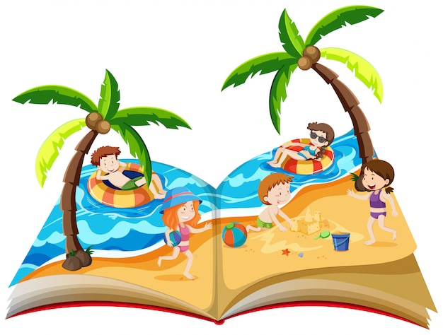 Un Libro Pop Up Con Le Vacanze Estive Vettore Premium