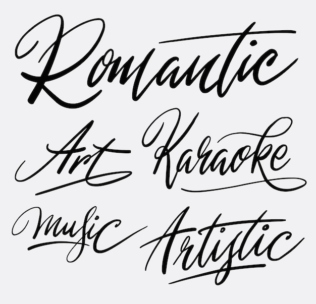 Musica Romantica E Calligrafia Artistica Della Calligrafia Vettore Premium