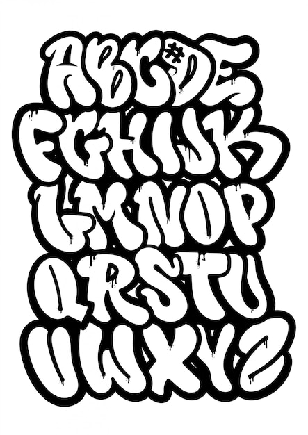 Impostare Il Tipo Di Strada Calligrafia Lettere Alfabeto Stile Graffiti Scrivere Spray Spray Di Vernice Vettore Premium