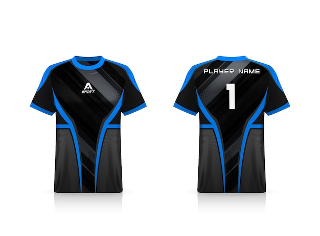 Download Specifica soccer sport, esports gaming t shirt jersey template. uniforme. | Vettore Premium