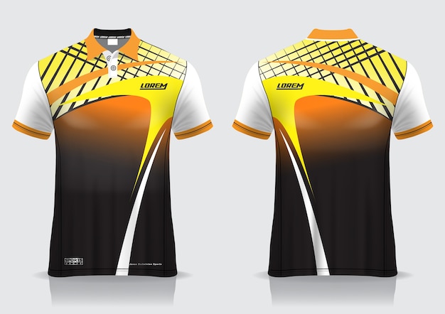 Download T-shirt polo sport design, mockup jersey badminton per modello uniforme | Vettore Premium