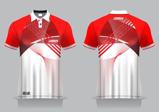 Download T-shirt polo sport design, mockup jersey badminton per modello uniforme | Vettore Premium