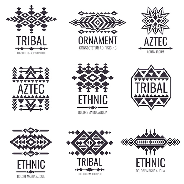 Modello Vettoriale Tribale Azteco Grafica Indiana Per Disegni Di Tatuaggi Vettore Premium