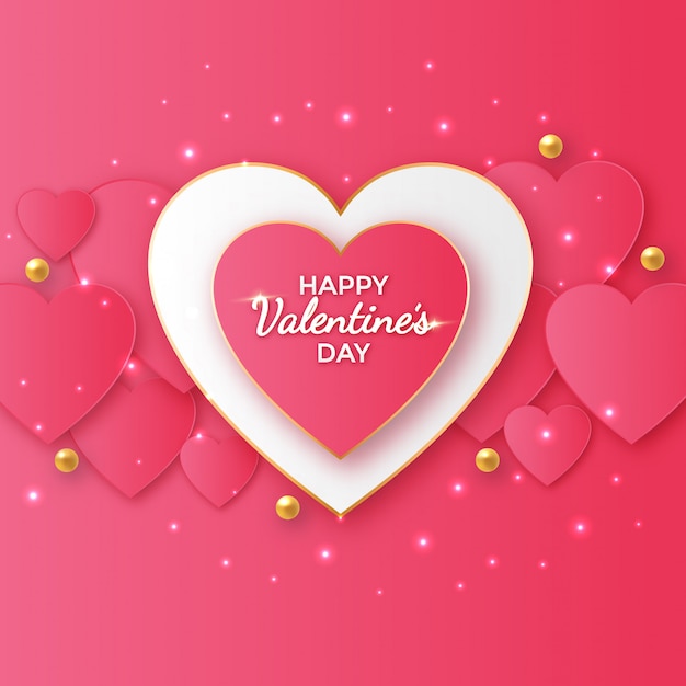 Disegno Di Auguri Di San Valentino Con Forme Di Cuore Vettore Premium