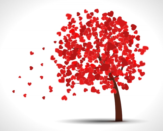 Albero Di San Valentino Con Cuori Per Il Vostro Disegno Vettore Premium