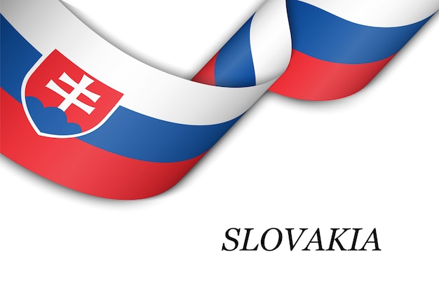 Sventolando Il Nastro Con La Bandiera Della Slovacchia Vettore Premium
