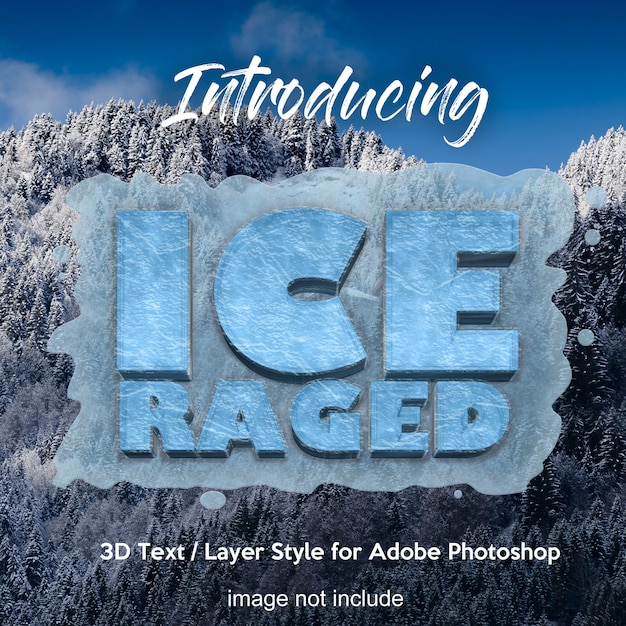 3d effetti di stile di testo layer congelati di photoshop ghiaccio Psd Premium