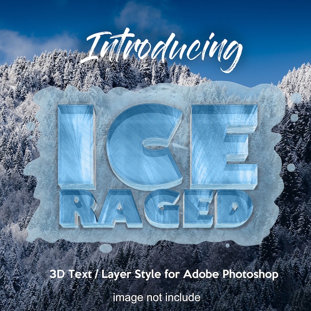 3d effetti di stile di testo layer congelati di photoshop ghiaccio Psd Premium