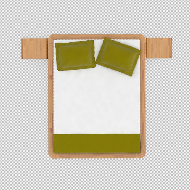 3d geef van isometrisch bed terug Premium Psd