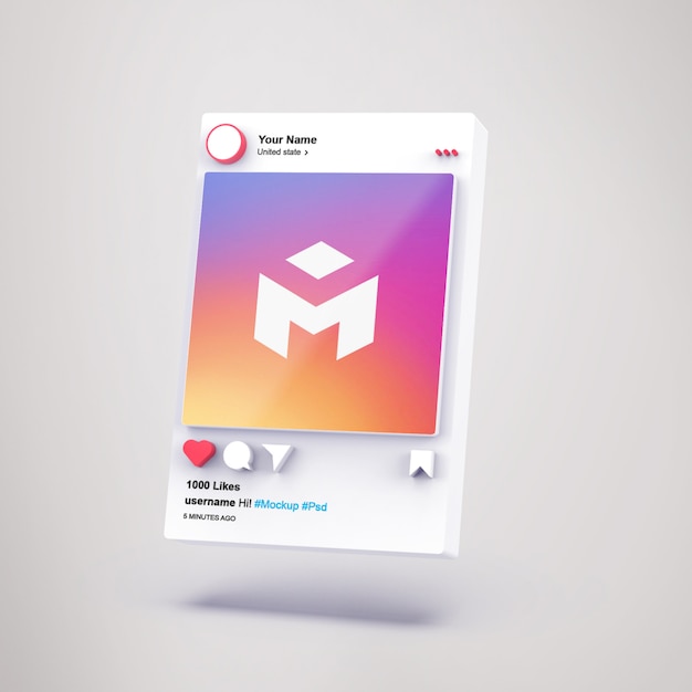 Download 3d interface social media instagram mockup | Premium PSD Bestanden