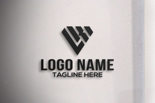 3dlogo mockup op de muur Premium PSD Bestanden