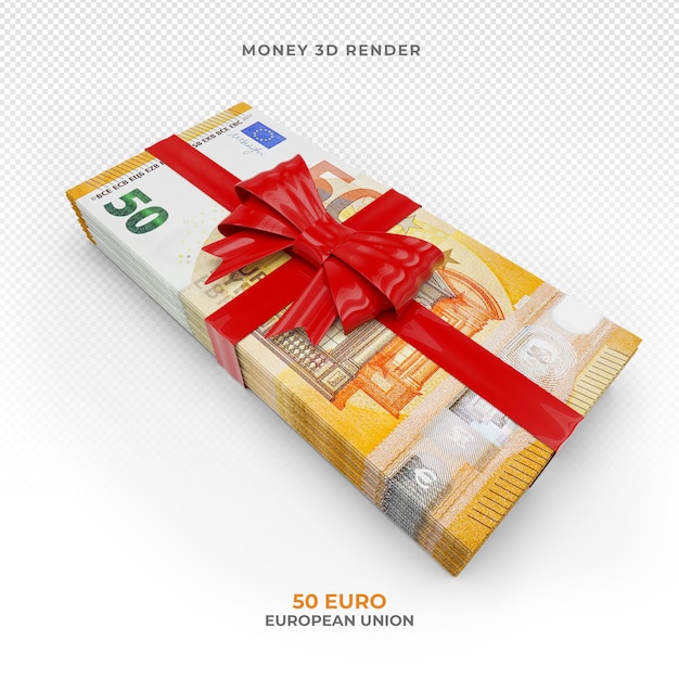 Formulering middelen bodem 50 euro geldpakket met cadeau-lint | Premium PSD Bestanden