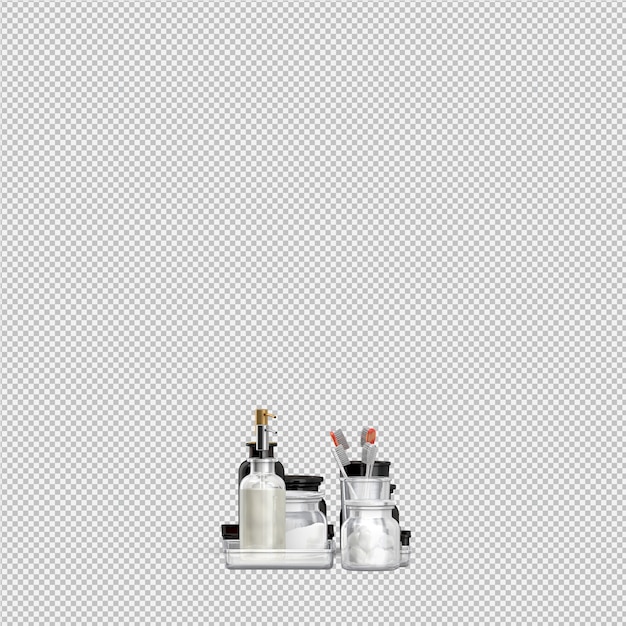 Accesorios de baño isométricos 3d aislados render PSD Premium
