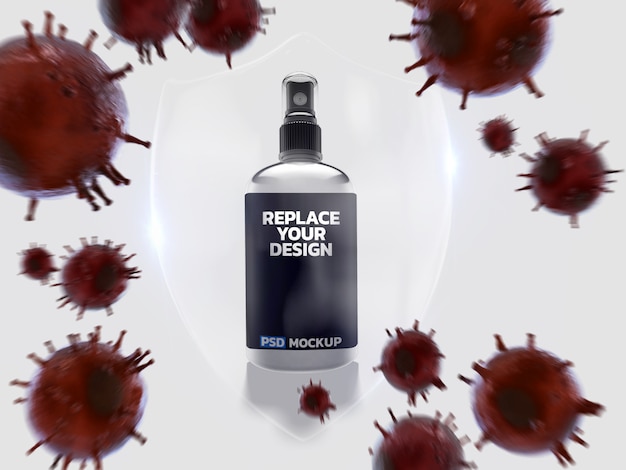 Download Alcohol spray corona virus mockup diseño de renderizado 3d ...