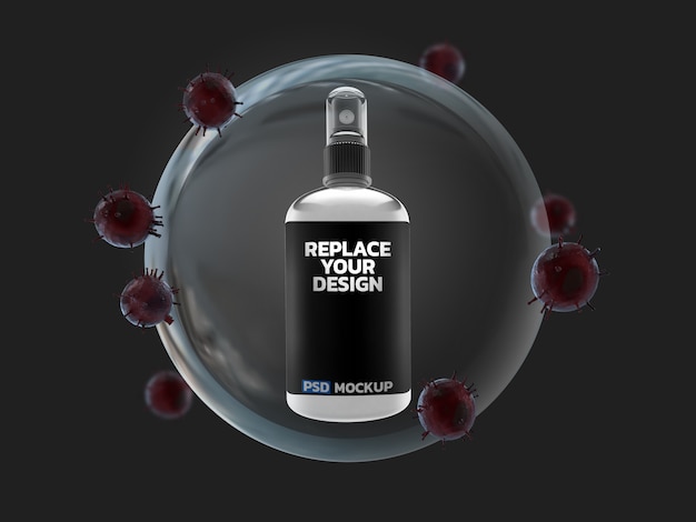 Download Alcohol spray corona virus mockup diseño de renderizado 3d ...