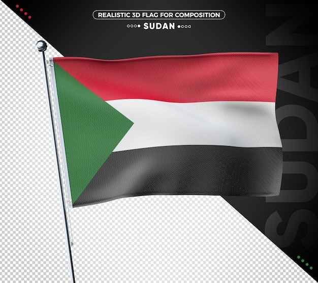 Bandera De Sudán Con Textura 3d Para Composición Archivo Psd Premium