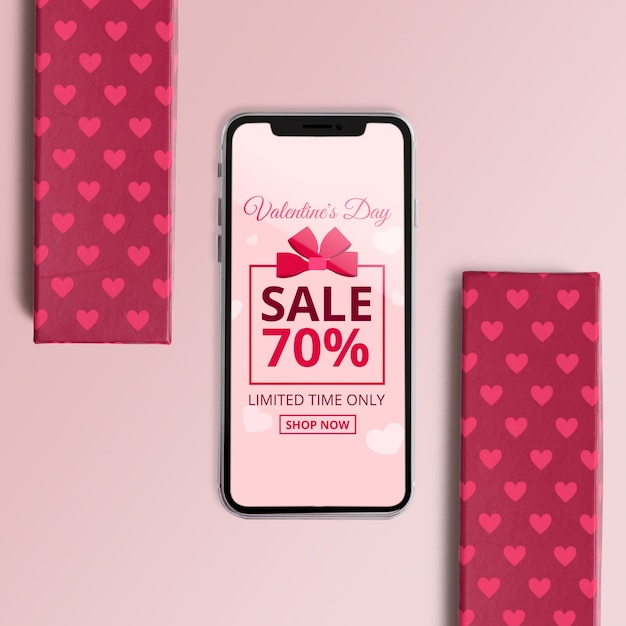 Bewerkbare scène maker mockup met valentijnsdag concept Gratis Psd