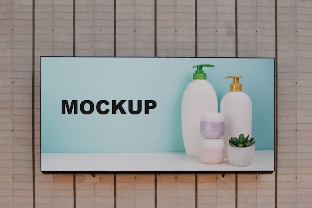 Billboard mockup op de muur Gratis Psd