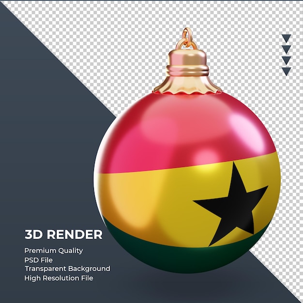 Bola De Navidad D Bandera De Ghana Renderizado Vista Izquierda