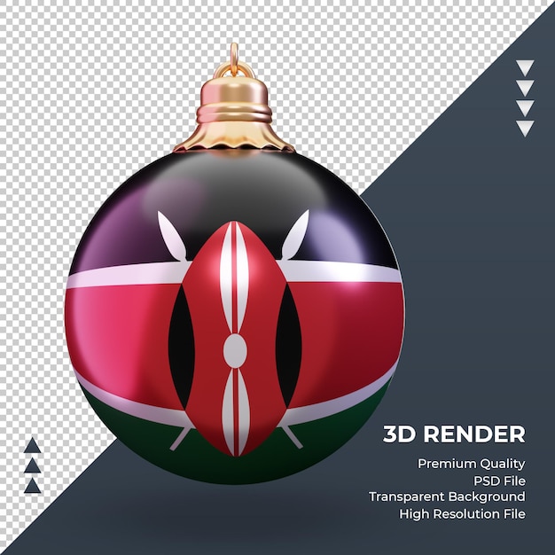 Bola De Navidad 3d Renderizado De La Bandera De Kenia Vista Frontal