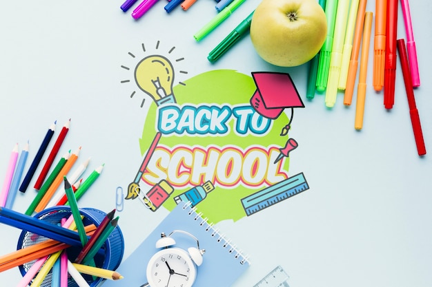Bovenaanzicht terug naar schoolbank Gratis Psd