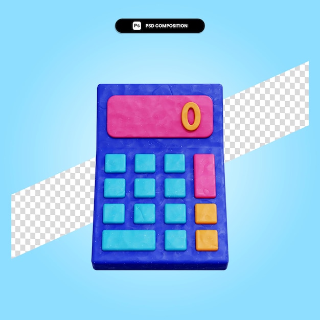 Calculadora 3d render ilustración aislada Archivo PSD Premium