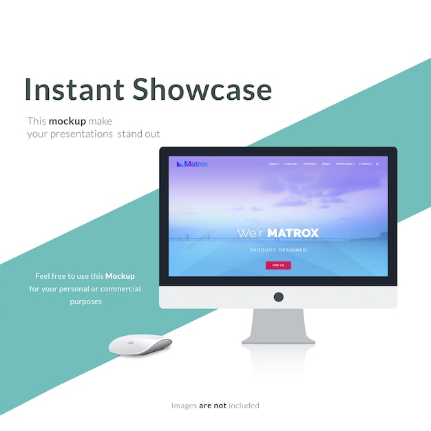 Computer scherm op groene en witte achtergrond mock up Gratis Psd