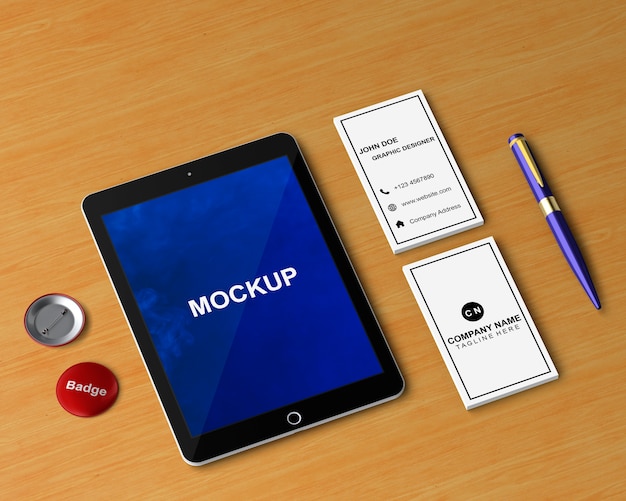 Download Concepto stationery con mockup de tablet | Archivo PSD Gratis