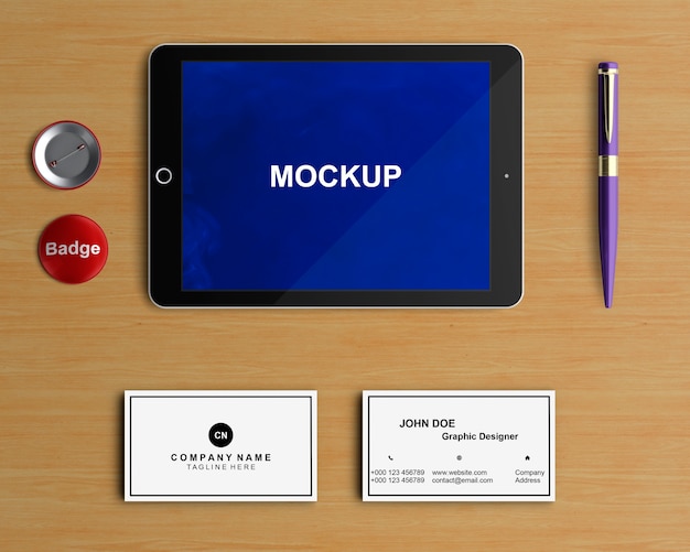 Download Concepto stationery con mockup de tablet | Archivo PSD Gratis