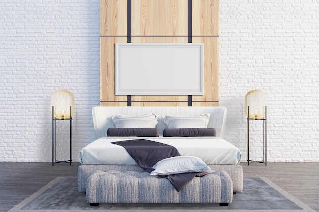 Dormitorios con paredes de madera como acentos | Archivo PSD Premium