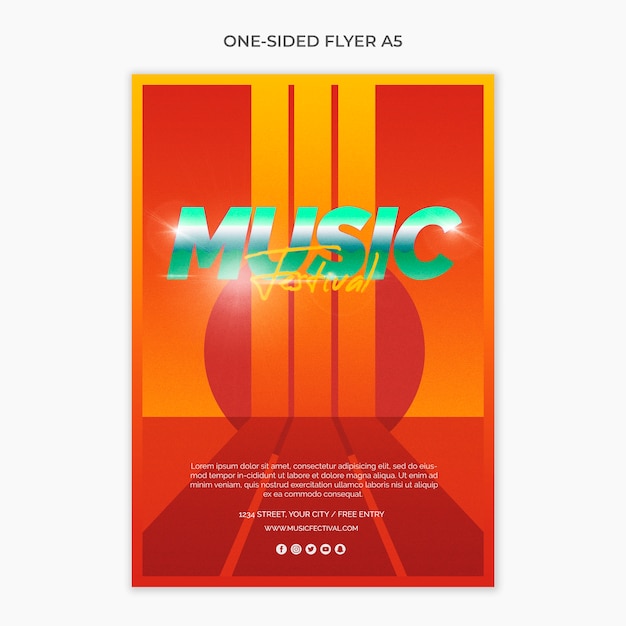 Eenzijdige a5-flyer voor muziekfestival 80's Gratis Psd