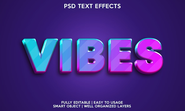 Efecto De Texto Vibes Archivo Psd Premium