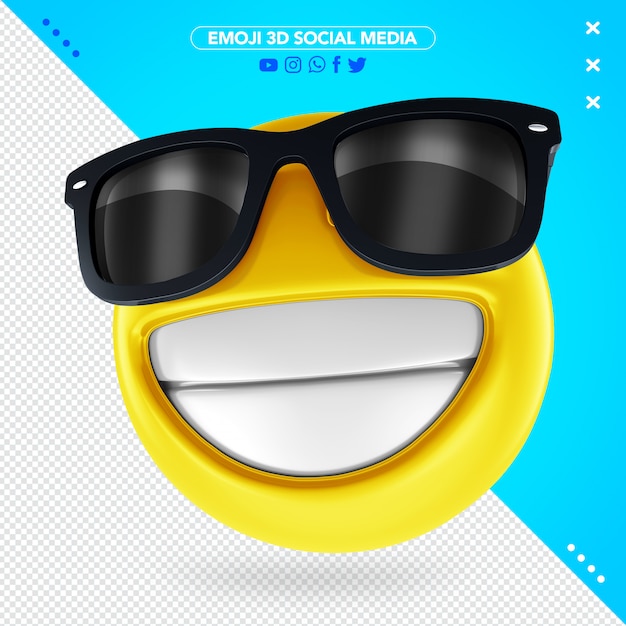 Emoji 3d Con Occhiali Da Sole Neri E Un Sorriso Allegro Psd Premium