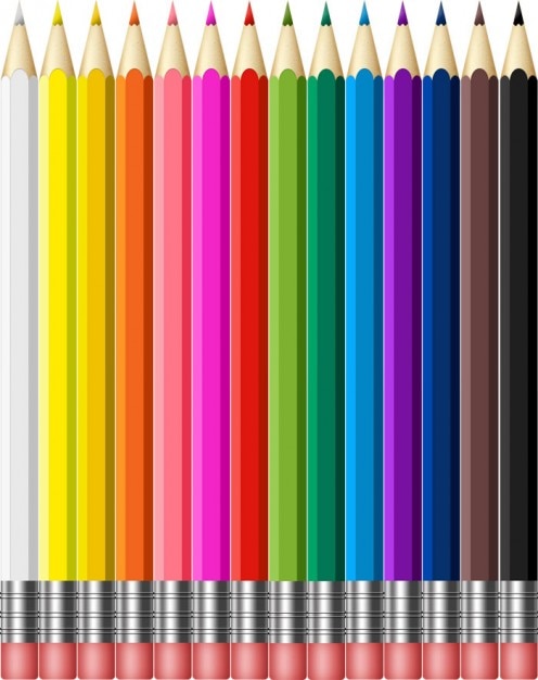 Escuela lápices de colores con goma | Archivo PSD Gratis