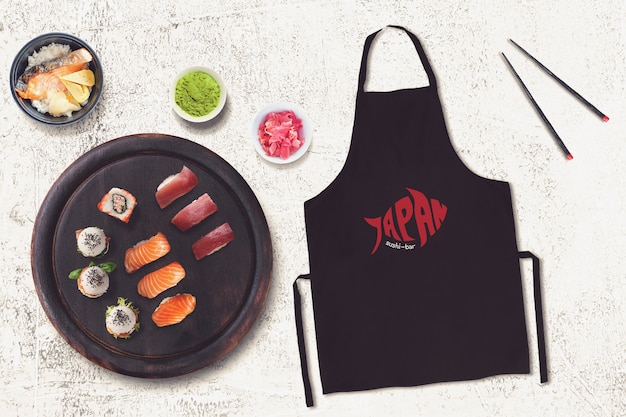 Download Eten mockup met sushi ontwerp | Premium PSD Bestanden