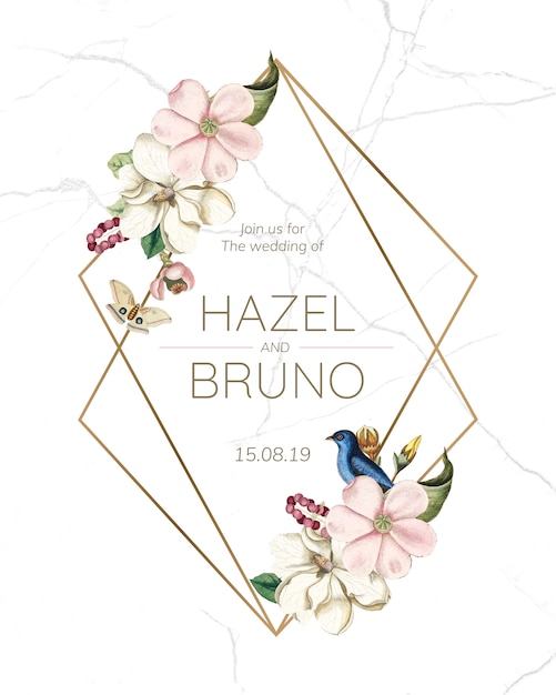 Flora bruiloft uitnodiging kaart mockup Gratis Psd