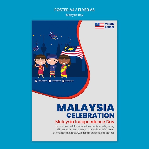 Folleto Para La Celebracion Del Aniversario Del Dia De Malasia Archivo Psd Gratis