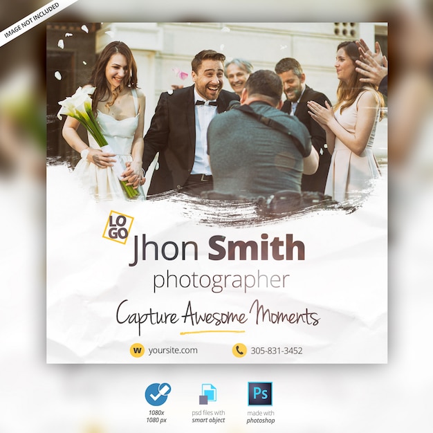 Fotógrafo de bodas banner ad | Archivo PSD Premium