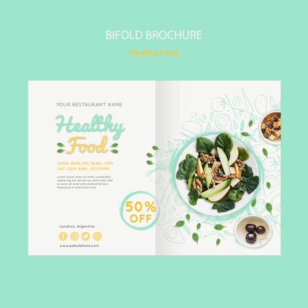 Gezonde tweevoudige brochure Gratis Psd
