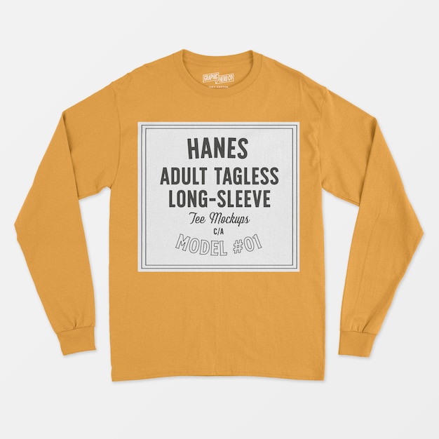 Hanes longsleeve tee mockups free download Idea