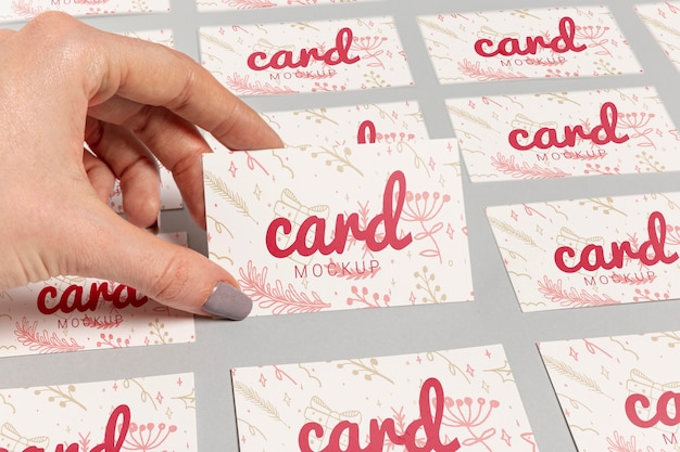 Hoge weergave hand en visitekaartjes met kerst sjabloon Gratis Psd