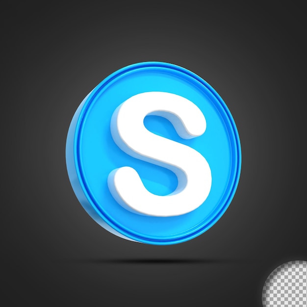 Icono De Logotipo De Redes Sociales De Skype Brillante Renderizado D