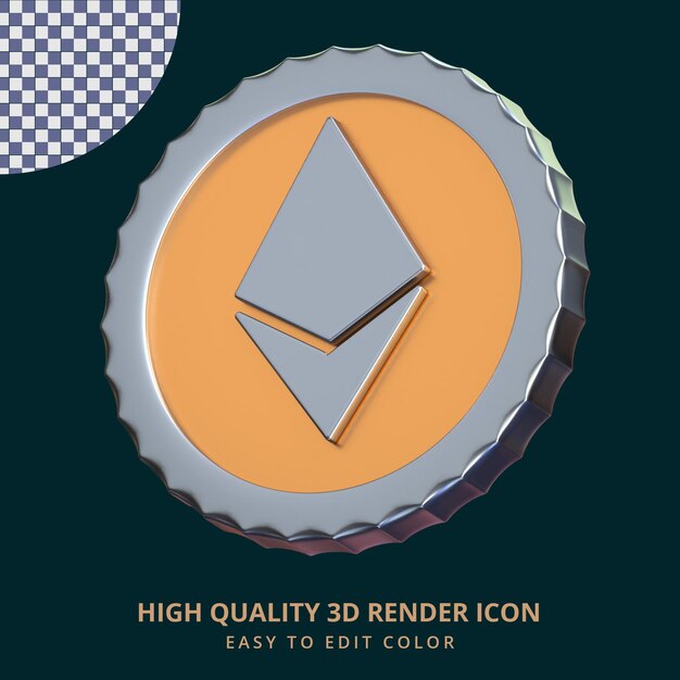 Icono De Moneda Ethereum 3d Concepto Aislado Renderizado Con Efecto