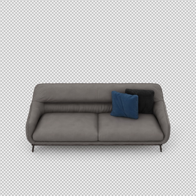 Il rendering isometrico 3d del sofà rende Psd Premium