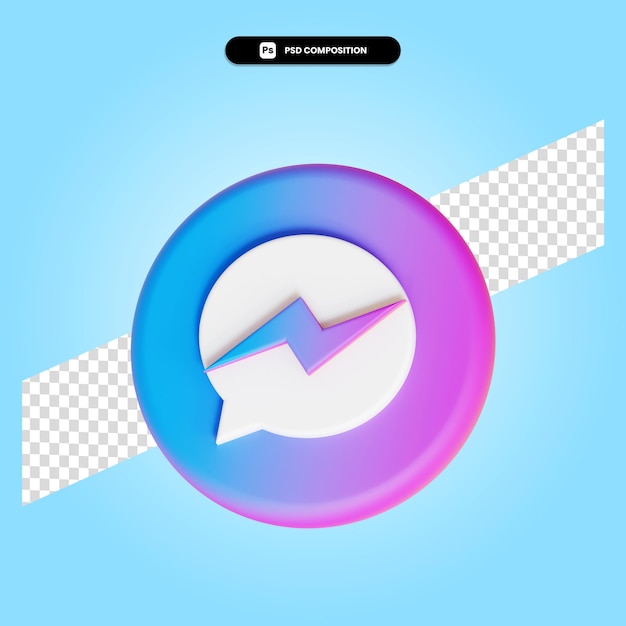 Ilustración de render 3d de aplicación de logotipo de messenger aislado