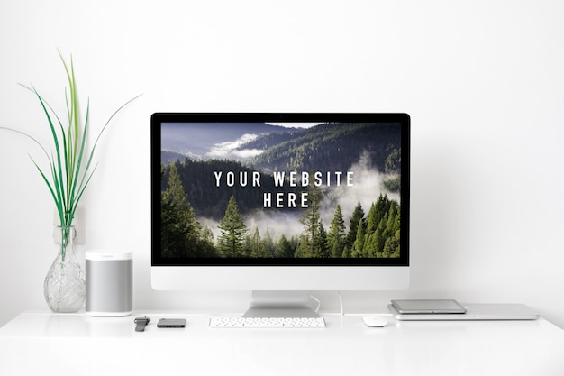 Download Imac workspace psd mockup | Descargar PSD premium