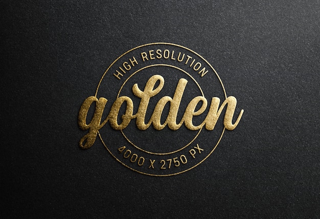 Download Logo mockup su carta nera con effetto goffrato oro | PSD ...