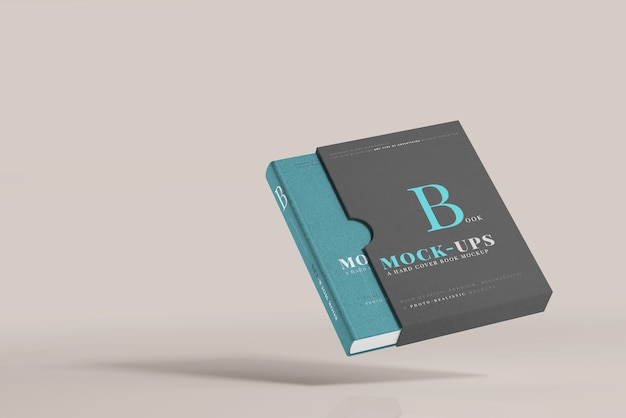 Maqueta de libro de tapa dura con funda de libro | Archivo PSD Gratis