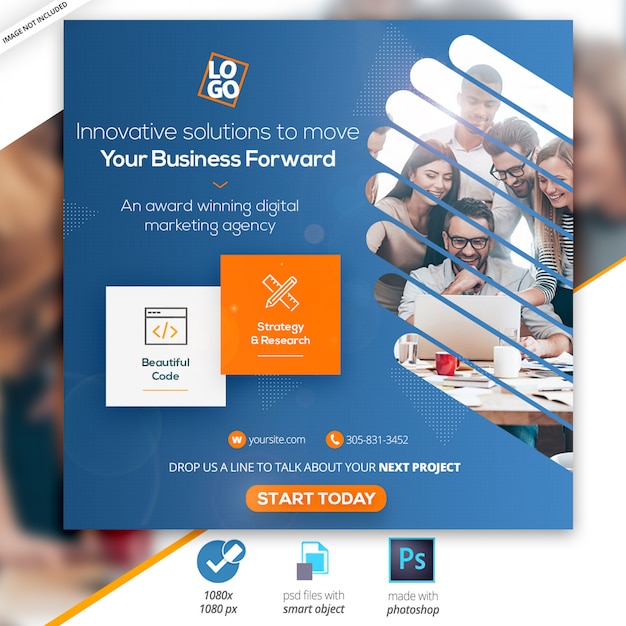 Marketing negocios social instagram media web banner PSD Premium