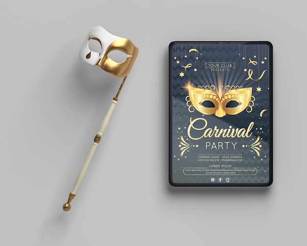 Download Maskerade partij mock-up en masker op stok | Gratis PSD ...